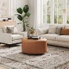 Airsurfer Large Cognac Brown Ottoman Round Tufted Ottoman Table Home Decor for Living Room Centerpiece - 2 of 4