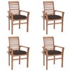 vidaXL 4 pcs Teak Wood Dining Chairs Set, Ergonomically Designed Garden Chairs with Taupe Cushions, Sturdy Weather-Resistant Outdoor Furniture - 2 of 4