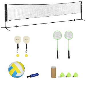 NAYSAYE Sport Net and Rebounder Portable Badminton Pickleball Volleyball Set Adjustable Height, Black, 200.80"*40.50"*61.00" - 1 of 4