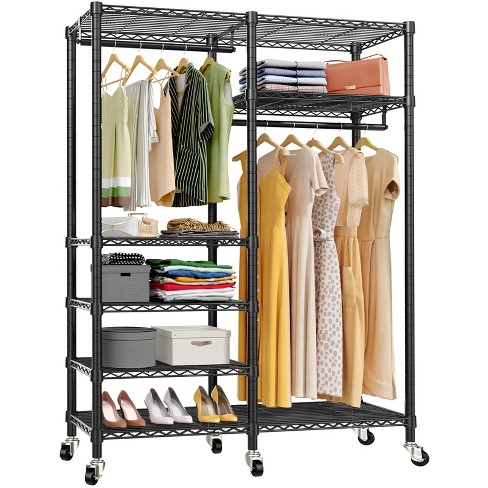 Vipek R4 Rolling Garment Rack Heavy Duty Clothes Rack With Double Rods And  Lockable Wheels : Target