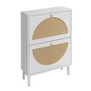 Okak Shoe Cabinet, Freestanding Shoe Organizer with 2 Flip Drawers, Shoe Storage Cabinet for Entryway, Living Room, Hallway, White - 3 of 4