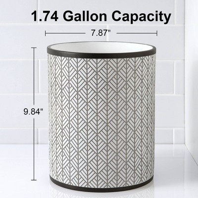Shelby White and Charcoal Geometric Resin Wastebasket