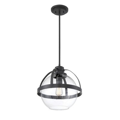 Satin Nickel Glass Globe Pendant Light with Adjustable Height