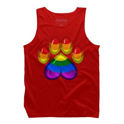 Adult Design By Humans Rainbow Pride Heart Pawprint By leashonlife Tank Top