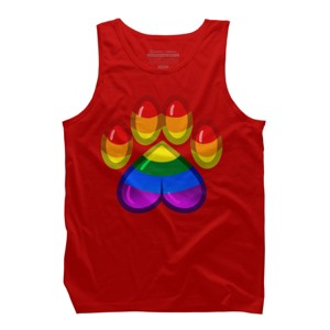 Adult Design By Humans Rainbow Pride Heart Pawprint By leashonlife Tank Top - 1 of 2