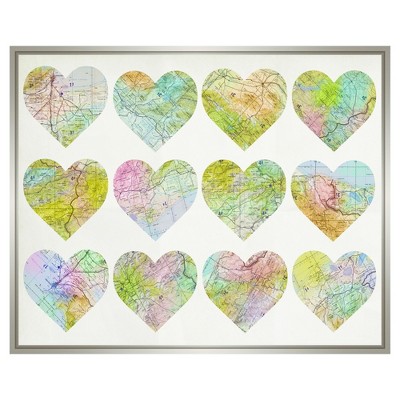 21.75" x 17.75" Heart Map Single Picture Frame Silver - PTM Images