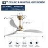 52"Smart Ceiling Fans With Dimmable Led Light 3 Solid Wood Blades Reversible Dc Motor White By Remote Or App And Voice Control-The Pop Home - 4 of 4