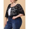 Agnes Orinda Women's Plus Size Round Neck Sheer 3/4 Sleeve Lace Elegant Cardigans - 2 of 4