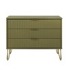 PAGED Fluted Dresser, Contemporary Storage Cabinet with 3 Full Extension Drawer and Splayed Gold Metal Legs for Living Room, Hallway - 2 of 4