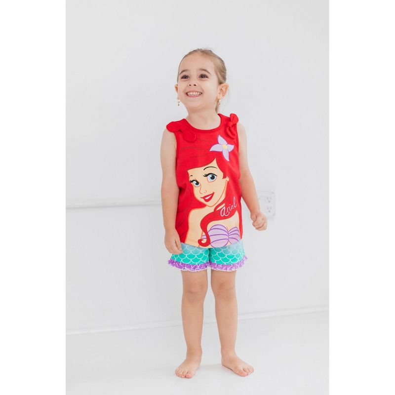 Disney Princess Princess Moana Rapunzel Jasmine Belle Baby Girls Tank Top and French Terry Shorts Infant, 2 of 9