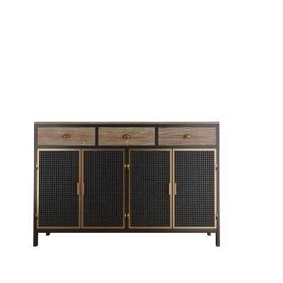 TIRAMISUBEST 48" Modern Sideboard - 4-Door Storage Cabinet with 3 Drawers, Freestanding Buffet for Living Room, Bedroom or Office