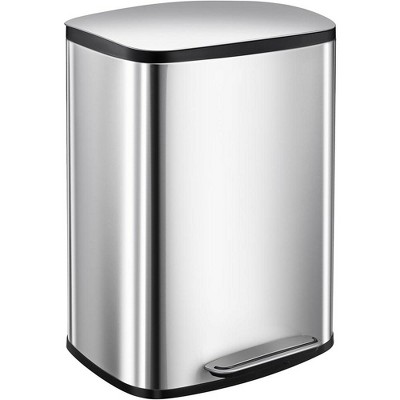 50L/13Gal Heavy Duty Hands-Free Stainless Steel Kitchen Trash Can