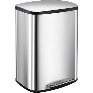 50L/13Gal Heavy Duty Hands-Free Stainless Steel Kitchen Trash Can - 1 of 4