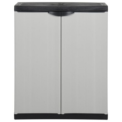 vidaXL Garden Storage Cabinet with Shelf in Gray and Black - PVC and PP Cabinet - Compact and Secure Outdoor Cabinet