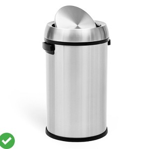 65L Open Top/Swing Open Trash Can Commercial Grade Heavy Duty Brushed Stainless Steel Waste Bins - 1 of 4