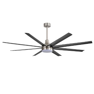 Airsurfer 72" Black Windmill Ceiling Fan with Color-Changing LED Light & Remote, 8 ABS Blades for Large Rooms, DC Motor, 7''&12'' Downdods - 1 of 4