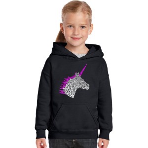 LA Pop Art Girl's Word Art Hooded Sweatshirt - Unicorn - 1 of 4