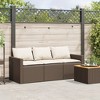 vidaXL Patio Sofa with Cushions 3-Seater Brown Poly Rattan - 3 of 4