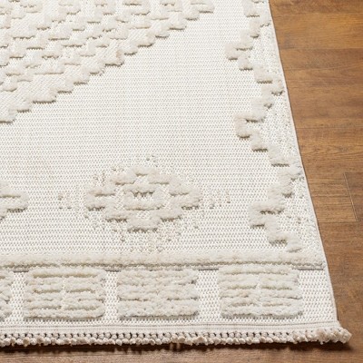 Lohrville Cream High Pile Braided Synthetic Rectangular Area Rug