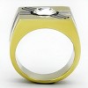 Slickblue Men’s Two-Tone IP Gold Stainless Steel Rectangle Ring, Clear Round Synthetic Crystal, Black & White Strip, Size 8-13 - 3 of 4