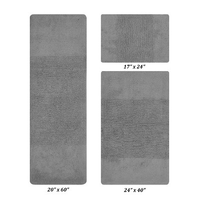 Granada 3 Piece Bath Rug Set 100% Premium Cotton Tufted Non-Slip Backing Bathmats for Bathroom, Super Soft Absorbent, Machine Washable