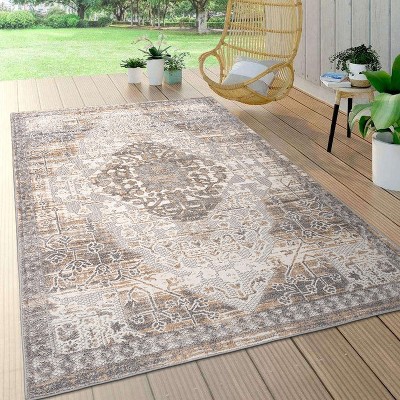 Easy-Care Reversible Gray Synthetic 5' x 7' Area Rug