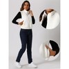 Allegra K Women's Fuzzy Fleece Sleeveless Zip Up Jackets Vest with Pocket - 2 of 4