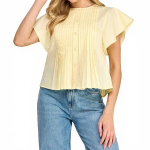 Women's Short Sleeve Kaftan Blouse - ELLISON - 1 of 4