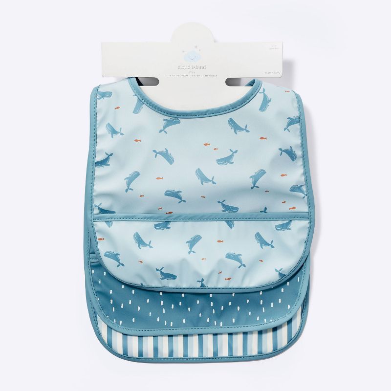 Water-Resistant Bibs - 3pk - Whales/Stripes/Dots - Cloud Island&#8482;, 5 of 6