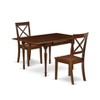 East West Furniture 3 Piece Mid Century Dining Set consists A Wooden Table and 2 Burgundy Faux Leather Mid Century Modern Dining Chairs, Mahogany - 2 of 4