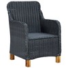 vidaXL- Set of 2 Poly Rattan Patio Chairs with Cushions| Acacia Wood Legs | Powder-Coated Steel Frame | Modern Outdoor Furniture | Dark Gray - 3 of 4