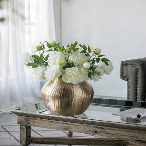 AZL1 Life Concept Decorative Chisel Flower Vase Aluminum Short Round Silhouette Elegant for Home Decor Floral Arrangements, Gold, 18"*18"*15" - 1 of 4