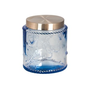 Slickblue Light Blue Pirate Design Glass Canister with Stainless Steel Lid - 16 oz. - 1 of 3