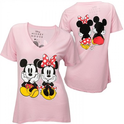 Womens Mickey and Minnie Sitting Together Junior's Tunic T-Shirt