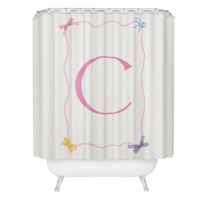 Deny Designs April Lane Art Simple Bow Monogram Shower Curtain - 1 of 3