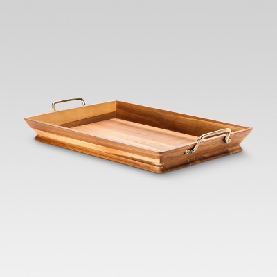 wood serving tray with handles