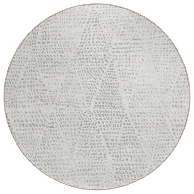 Silver And Ivory Geometric Washable Indoor Outdoor Area Rug
