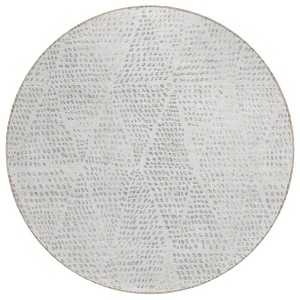 Silver And Ivory Geometric Washable Indoor Outdoor Area Rug - 1 of 4