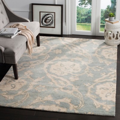 Roslyn ROS901 Hand Tufted Indoor Accent Rug - 4'x6' - Light Blue/Ivory - Safavieh