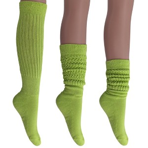 Women's Slouch Socks – Soft Cotton Scrunch Socks, Retro Knee-High Boot Socks for Casual Wear & Comfort (6 Pairs) - 1 of 1