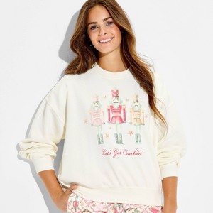 Women's Nutcracker Fleece Graphic Sweatshirt - Off White - 1 of 3
