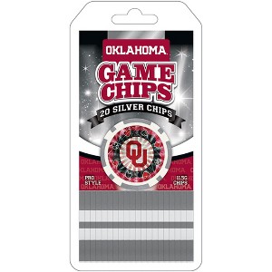 MasterPieces Casino Style 20 Piece 11.5 Gram Poker Chip Set NCAA Oklahoma Sooners Silver Edition - 1 of 3