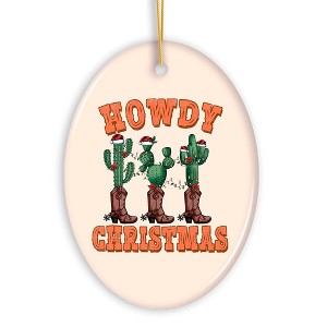 Howdy Christmas Cactus and Western Boot Ornament, Cowboy West Theme| OrnamentallyYou - 1 of 4