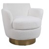 Gulches Teddy Faux Fur Swivel Barrel Chair, 360¡ã Accent Armchair with Gold Stainless Steel Base (Ivory) for Living Room Bedroom - 2 of 4