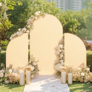 Garvee Arch Cover Set of 3 Spandex Fitted Wedding Arch Cover, Fitted Round Top And Half Moon Arch Backdrop For Wedding Party Decor - 1 of 4