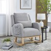 Fabric Modern Accent High Back Casual Armchair Rocker with Lumbar Pillow, Two Side Pockets and Sturdy Wood Frame - 2 of 4