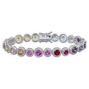 EVERLY JEWELRY | Sterling Silver 12 CT TGW Multi color Created Sapphire Bracelet, 7.25 inch - 1 of 4