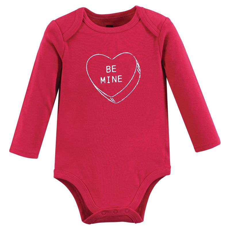 Hudson Baby Infant Girl Cotton Long-Sleeve Bodysuits, Be Mine Valentine, 4 of 7