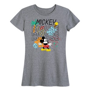 Women's - Disney - Mickey Mouse Repeat Short Sleeve Graphic T-Shirt - 1 of 4