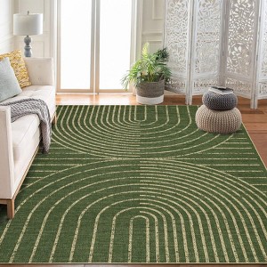 Modern Rainbow Easy Jute Area Rugs, Washable Natural Contemporary Indoor Outdoor Carpet for Living Room Bedroom Office Farmhouse Patio Backyard RV - 1 of 3
